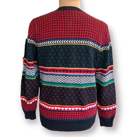 Vintage 90s Susan Bristol Scottie Dog Fair Isle Red Plaid Knit Sweater Large - Picture 4 of 12